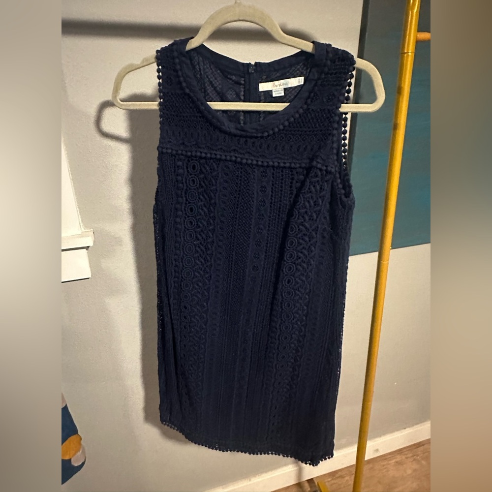 Boden Navy Lace Pompom Mini Sz 6